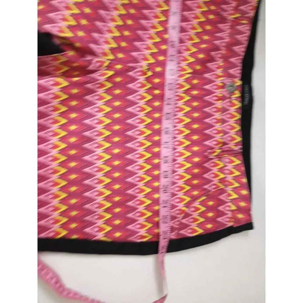Ashley Stewart Women Jeans Pants 20 Pink Yellow Black Chevron Stretches